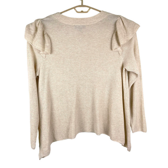 Lane Bryant Cream Ruffle Shoulder Crewneck Lightweight Sweater Women's 18/20 - Picture 2 of 9